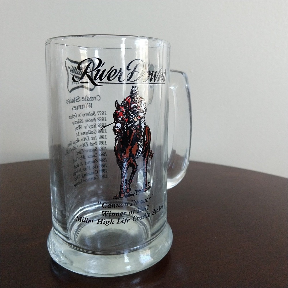 Vintage Miller Beer Mug 1987 River Downs Horse Racing Princess House